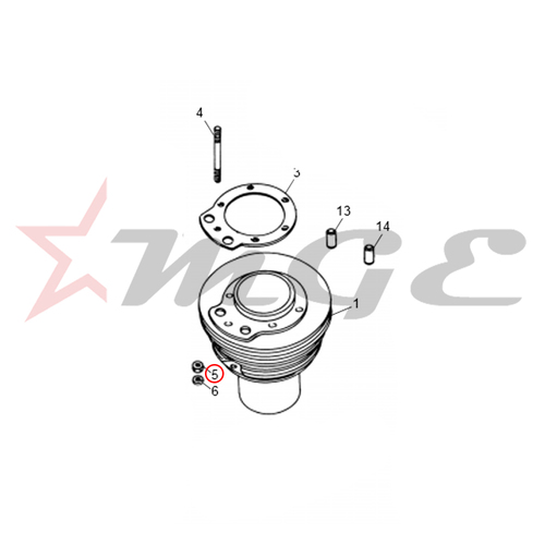 Nut - Cylinder Base (Inches) For Royal Enfield - Reference Part Number - #140126/3