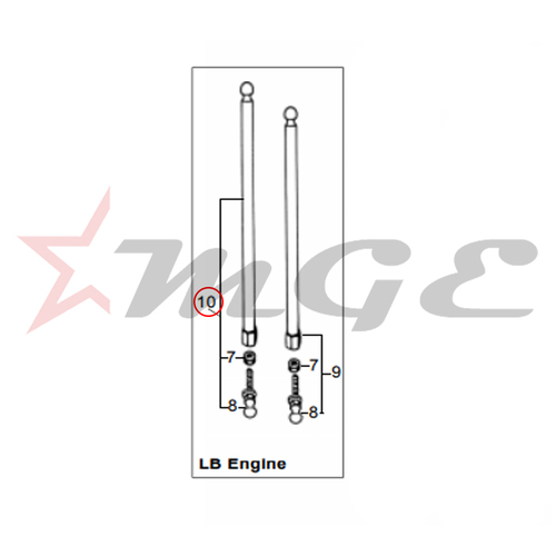 Push Rod Assembly - Inlet For Royal Enfield Reference Part Number - #142619/A