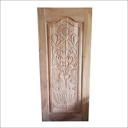 Brown Engraved Wooden Door