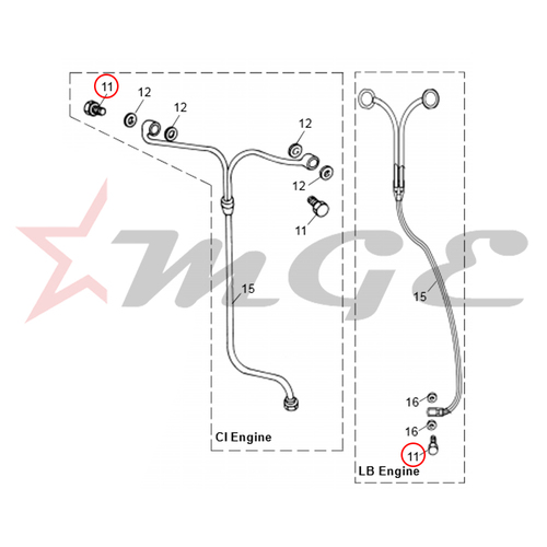 Banjo Bolt Feed - Rocker Oil Pipe For Royal Enfield - Reference Part Number - #510639/A