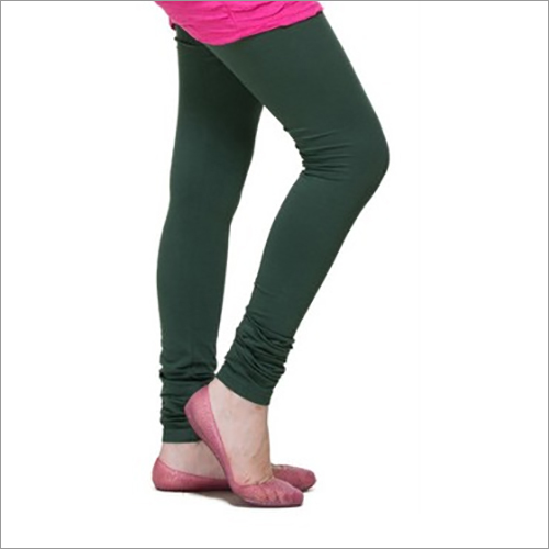 Dark Green Cotton Leggings - Cotton Material, Casual Dress Type | Cool Dry Feature, All Season Comfort