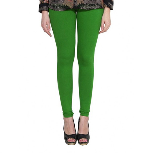 Green Cotton Leggings - Cotton Material, Casual Dress Type, All Season Wear , Plain Green Color for Effortless Style and Comfort