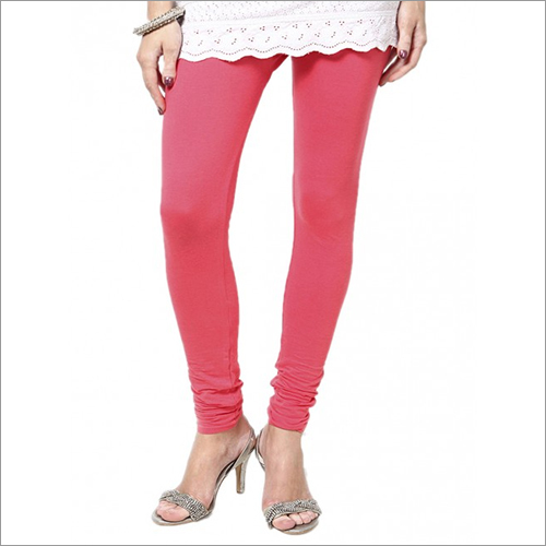 Pink Lycra Leggings - All Season, Casual Style , Plain Pink Design for Comfortable Everyday Wear
