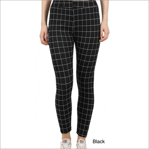 Ladies Checkered Jeggings - Cotton Blend, All Season, Black Color | Casual Dress Type, Versatile Style Addition for Any Outfit