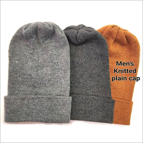 Multicolor Mens Knitted Plain Cap