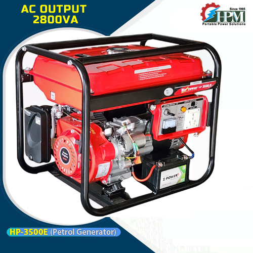 3 KVA Petrol Portable Generator Model HP 3500E Recoil and Self Start