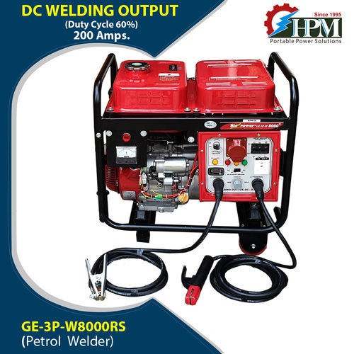 200 Amps Welding Generator 3 Phase  6 KW Petrol Run Model GE-3P-W8000RS Recoil and Self Start