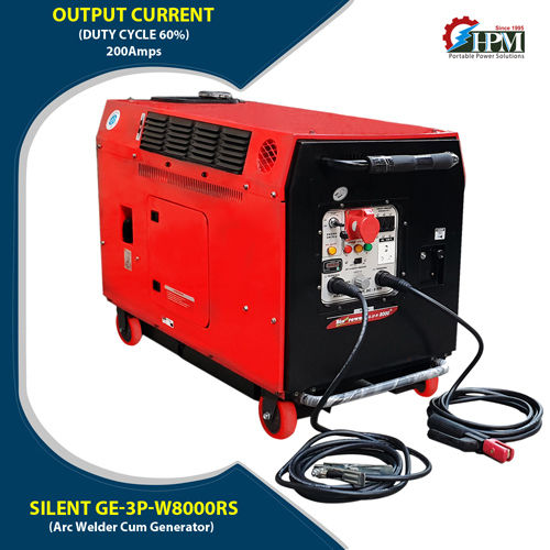 Silent Petrol Welding Generator 3 Phase 200 Amps  6 KW Model GE-3P-W8000RS Recoil and Self Start