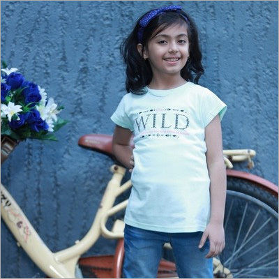 Girls Short Sleeves Round Neck T-Shirts Age Group: Kids