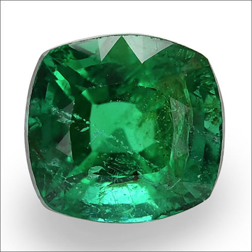 Green 2.72 Carats Cushion Cut Zambian Emerald