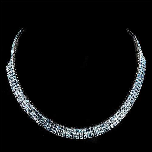 Link Blue Topaz Charm Silver Necklace Gender: Women