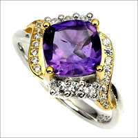 925 Cushion Shape Amethyst Gemstone Ladies Sterling Silver Jewelry
