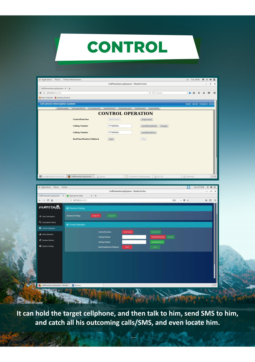 GSM, WCDMA, LTE Interceptor