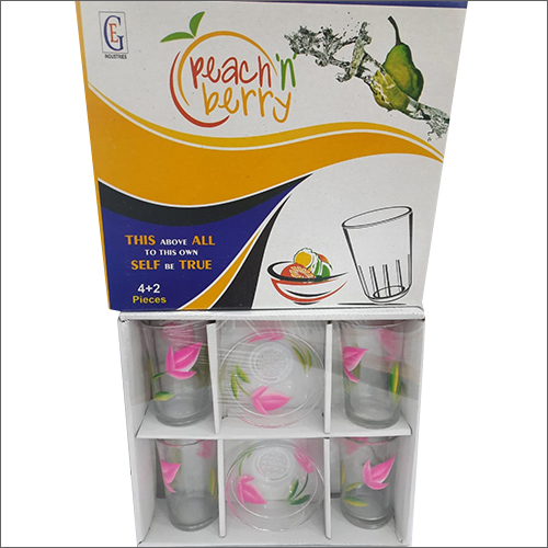 Printed Glass And Bowl Set