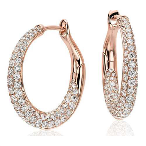 Diamond Hoop  Earrings Lab Grown Diamonds In 10K Rose Gold