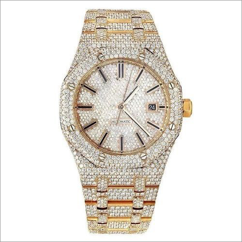 Hip Hop Diamond Wrist Watch In Moissanite Fully Iced Out Excellent Quality