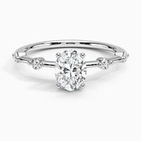 Oval Shape Diamond Wedding Ring In Lab Grown Diamonds 18K white Gold 1.5 ct With Side Accents