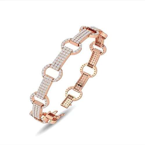 Modern Diamond Bracelets In Synthetic Diamonds 10K Rose Gold Diamond Carat Weight: 5 Carat