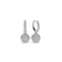 Drop Diamond Earrings Round Shape Luxurious Designer Pave Setting In 14K White Gold 3 CT