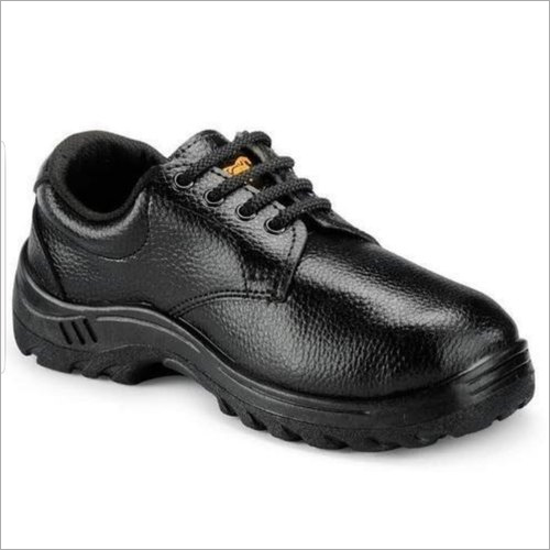 Black Synthetic Leather Safety Shoes With Pvc Sole