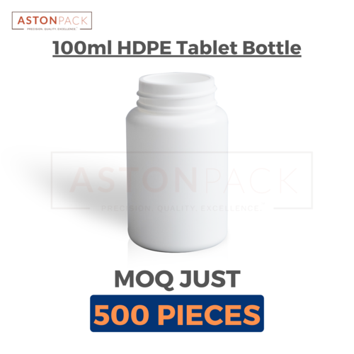 White HDPE Round Capsule Bottle - 100cc