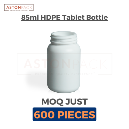 White HDPE Round Capsule Bottle - 85cc