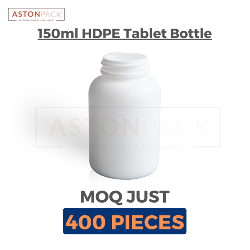 White HDPE Round Capsule Bottle - 150cc