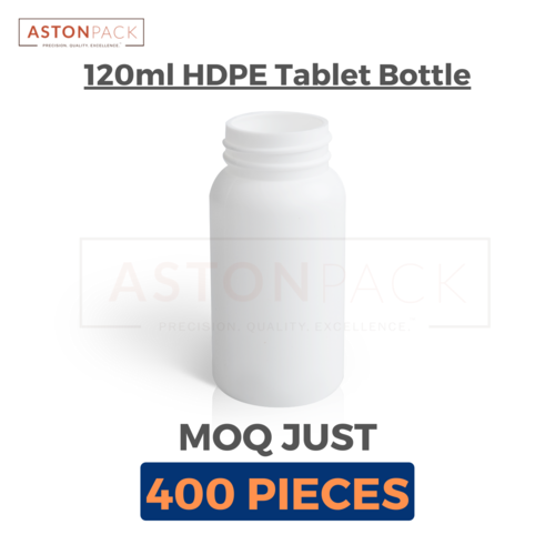 White HDPE Round Capsule Bottle - 120cc