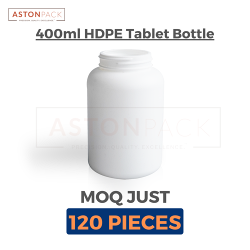 White HDPE Round Capsule Bottle - 400cc