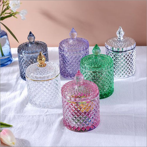 SVKD Crystal Cutting Glass Candy Jar