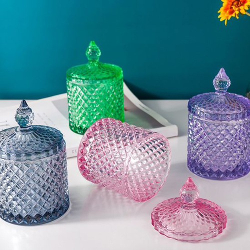 Colorful Glass Candle Jar By SIDDHI VINAYAK KANCH DECORATERS