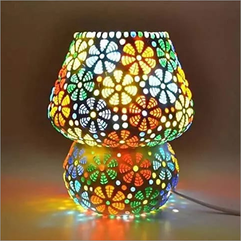 Multi-Color Flower Glass Mosaic Table Lamp