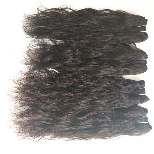 Double Machine weft remy wavy hair