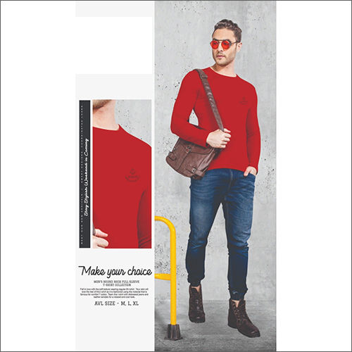 Mens Full Sleeves Red T-Shirt