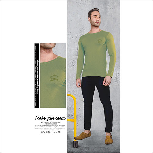 Mens Round Neck Green T-Shirt 