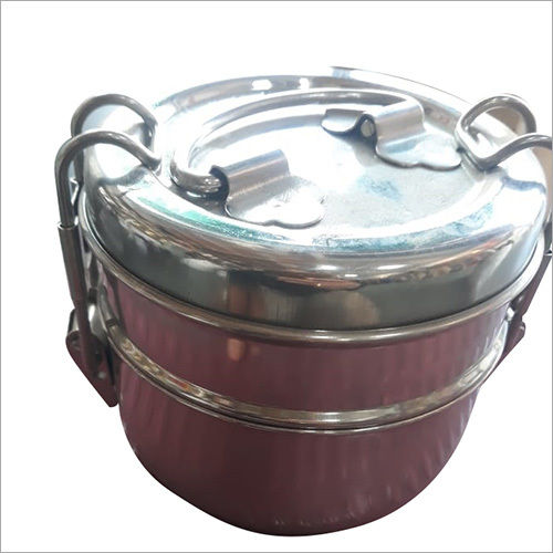 Silver 2 Tier Stainless Steel Lunch Box