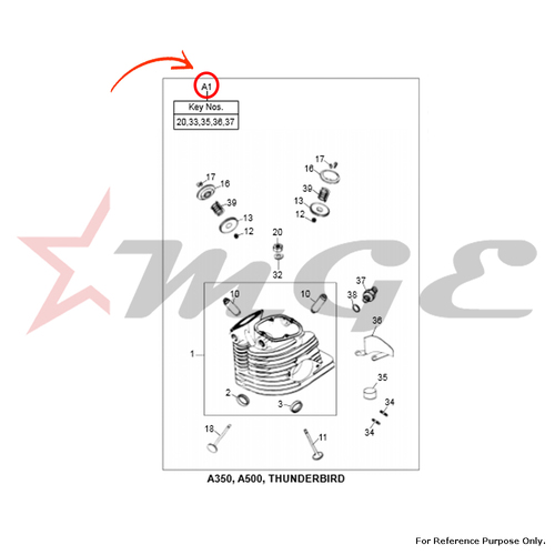 Cylinder Head Assembly (Old Oil Circuit) For Royal Enfield - Reference Part Number - #500958/A, #500323