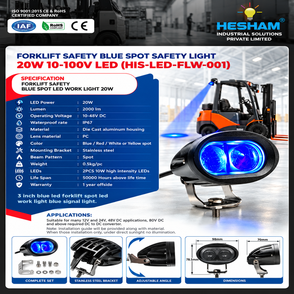 Forklift Safety Blue Spot Safety Light (20W) 10-100V led (HIS-LED-FLW-001)