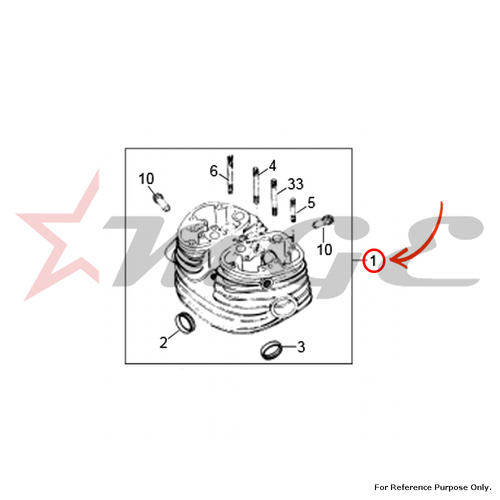 Cylinder Head With Fixed Fittings For Royal Enfield - Reference Part Number - #111178, #144722