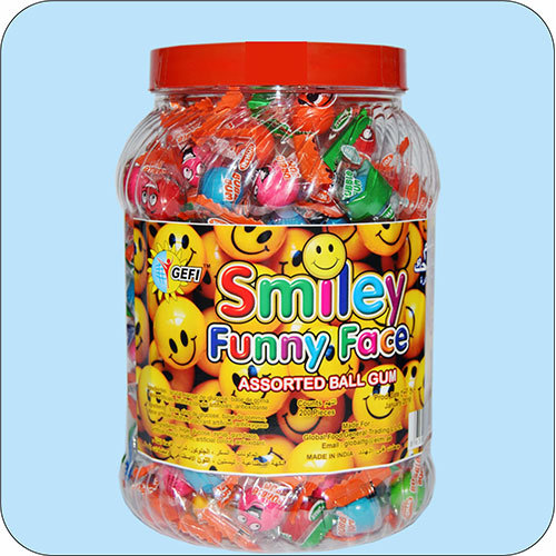 Smiley Funny Face Assorted Ball Gum