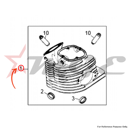 Cylinder Head With Fixed Fittings For Royal Enfield - Reference Part Number - #500958/A, #500301