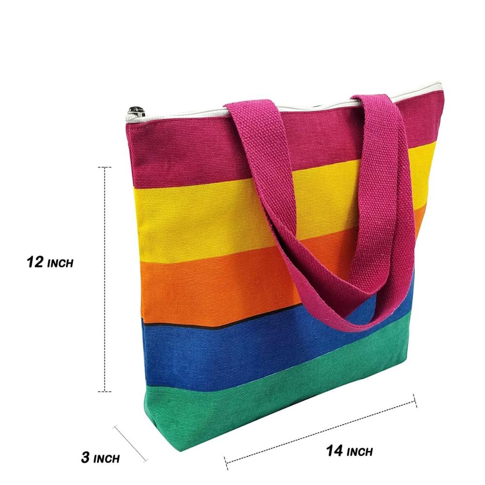 Multicolor Canvas Shopping Bag - Canvas Material, 18"x16" Size, Natural & Customized Colors | Loop Handles, Washable, Customizable Quality & Quantity