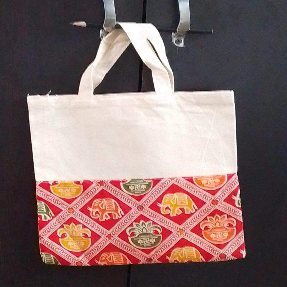 Cloth Fancy Bag - Cotton Fabric, 8"x10" Size, Natural & Customized Colors | Eco-friendly, Washable, Customizable Design For Shopping & Travel
