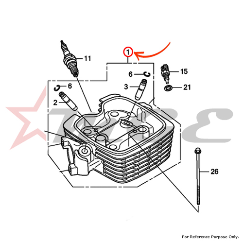 Head Comp., Cylinder For Honda CBF125 - Reference Part Number - #12200-KWF-960