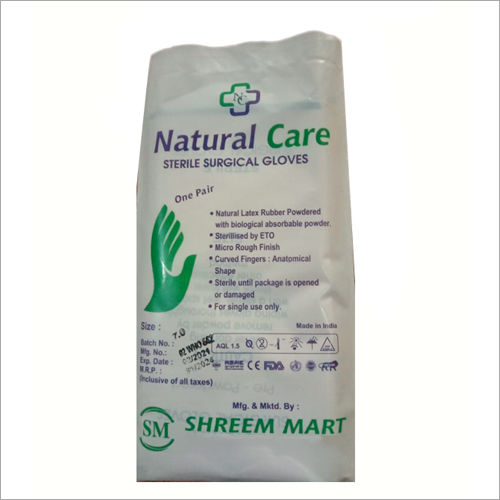 White Natural Care Sterile Surgical Gloves