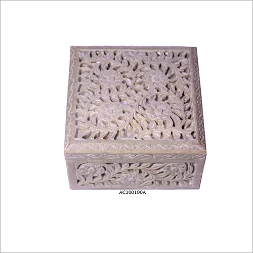 Natural Brown  (Multi ) Handicraft Soapstone Marble  Jewellery Box