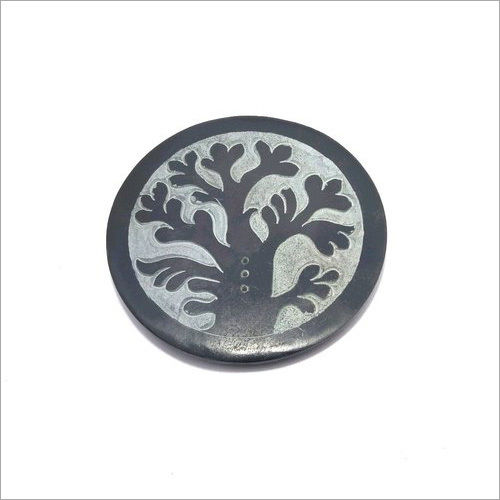 Black Round Soapstone Incense Sticks Plate Stand