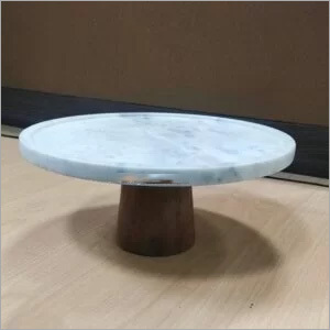 White Agracraft Marble Decorative Circle Cake Stand