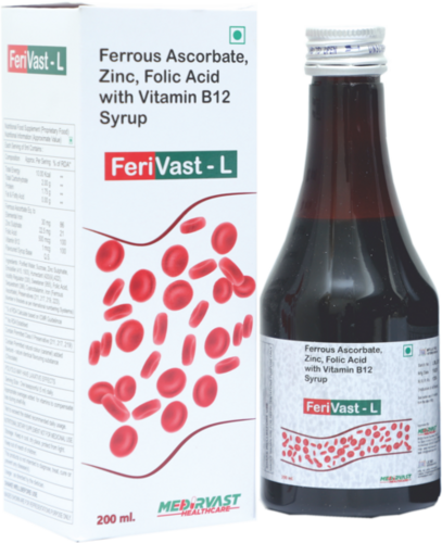 200 ml Ferrous Ascorbate Zinc Folic Acid Wth Vitamin B12 Syrup