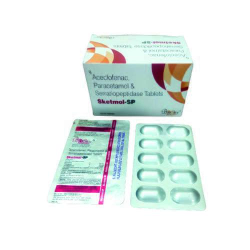 Aceclofenac 100 mg+PCM 325 mg+Serratiopeptidase 15 mg
